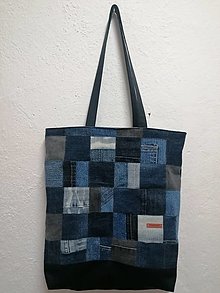 Veľké tašky - Väčšia taška z recyklovanej rifloviny - 16437341_