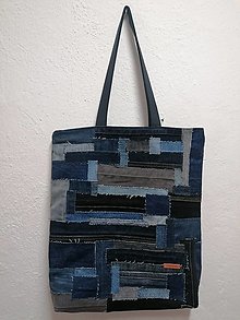 Nákupné tašky - Väčšia taška z recyklovanej rifloviny - 16437356_