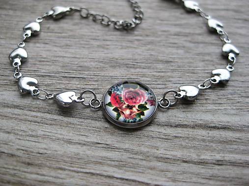 Náramky - Jemný srdiečkový náramok - chirurgická oceľ (ruže, č. 3925) - 16438051_