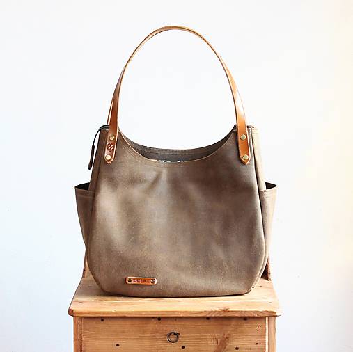 Veľké tašky - Kožená "HOBO" kabelka *BROWN* - 16440098_