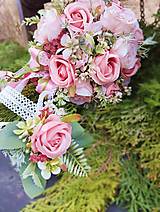 Dekorácie - Svadobná kytica - ružová "Biba" - 16442023_
