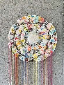 Dekorácie - Kruhová tapiséria "Farebný dážď" - 16441001_