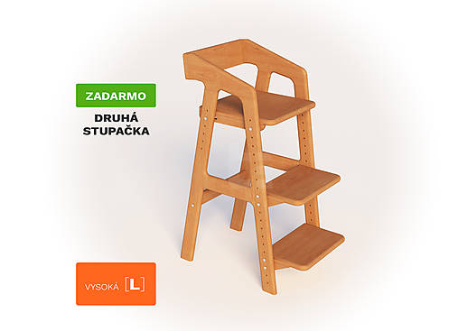 Rastúca stolička DUB - Rastúšik Vysoká [L] - Natural (Sedák/stupienok z dubu)
