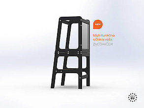 Hračky - Učiaca veža 2v1 -  stolík, stolička a kriedová tabuľa - Zvedavček / Čierna - 16441549_