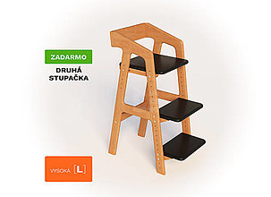Nábytok - Rastúca stolička DUB - Rastúšik Vysoká [L] - Natural (Čierny MDF sedák/stupienok) - 16441905_