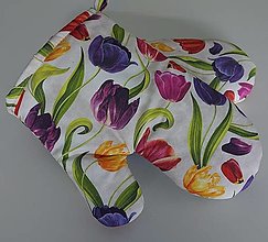 Úžitkový textil - Kuchynská chňapka,, pestrofarebné tulipány" - 16442378_