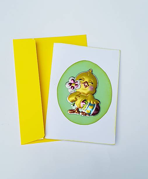 Papiernictvo - veľkonočná 3D pohľadnica kuriatko - 16442737_