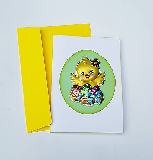 Papiernictvo - veľkonočná 3D pohľadnica kuriatko - 16442740_