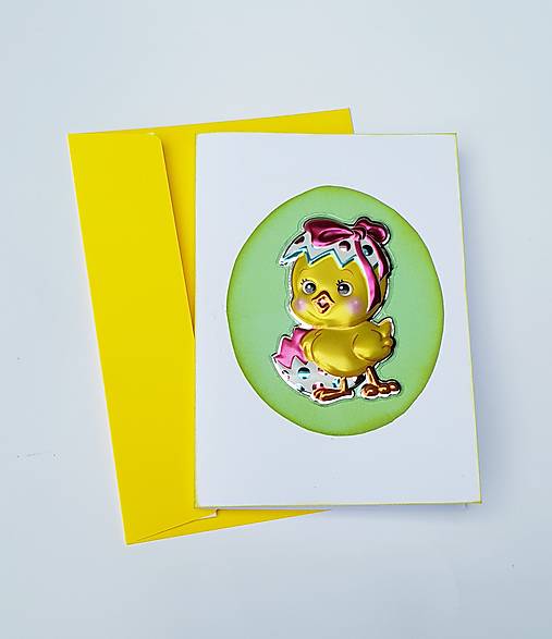 Papiernictvo - veľkonočná 3D pohľadnica kuriatko - 16442741_