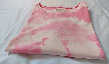 Topy, tričká, tielka - Batikované dámske tričko ružovo-ružové - 16442651_