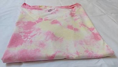 Topy, tričká, tielka - Batikované dámske tričko bielo-žlto-ružové - 16442669_