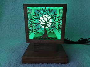 Svietidlá - Drevená  lampa  "Strom života" - 16444455_