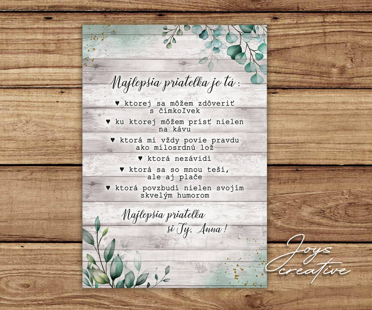 Tabulka, darček pre najlepšiu priateľku, kamarátku A02 (4.)