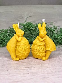 Sviečky - Sviečka z vosku Zajko a Zajačica s veľkonočným vajíčkom - 16446043_