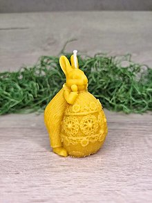 Sviečky - Sviečka z vosku Zajko a Zajačica s veľkonočným vajíčkom (Žltá - zajko) - 16446044_