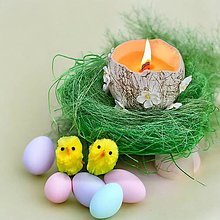 Svietidlá a sviečky - Dekoratívna veľkonočná sviečka - vajíčko (vajíčko zdobené kvetmi a zlatou farbou) - 16444351_