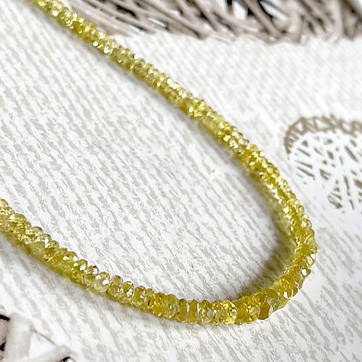 Luxury Faceted Chrysoberyl Necklace AU585 / Náhrdelník chryzoberyl brúsený,  14kt zlato, E025