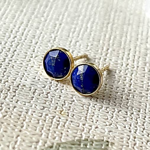 Lapis Lazuli Gold Plated AG925 Earrings / Strieborné náušnice s lazuritom pozlátené E026