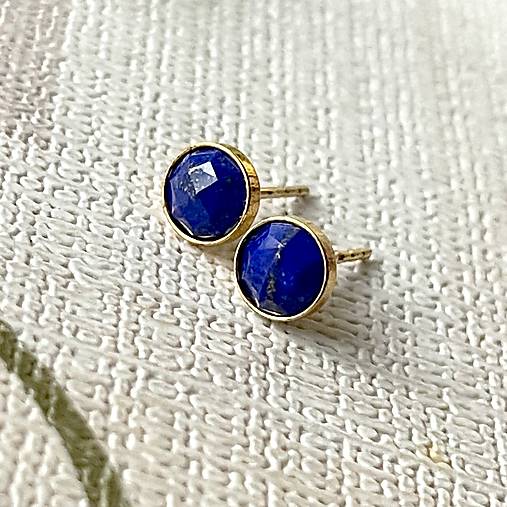 Lapis Lazuli Gold Plated AG925 Earrings / Strieborné náušnice s lazuritom pozlátené E026