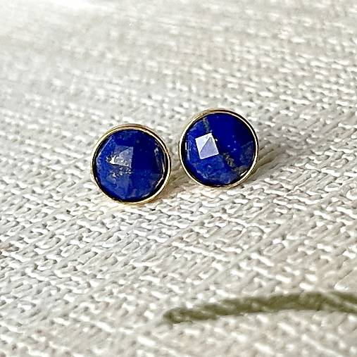 Lapis Lazuli Gold Plated AG925 Earrings / Strieborné náušnice s lazuritom pozlátené E026