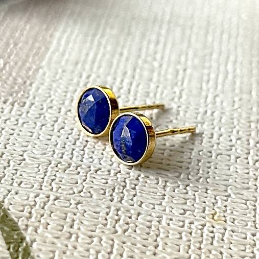 Lapis Lazuli Gold Plated AG925 Earrings / Strieborné náušnice s lazuritom pozlátené E026