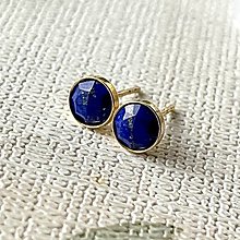 Náušnice - Lapis Lazuli Gold Plated AG925 Earrings / Strieborné náušnice s lazuritom pozlátené E026 - 16447710_