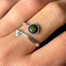 Prstene - Heart Natural Black Ethiopian Opal Ring Ag925 / Strieborný prsteň s čiernym opálom E026 - 16448613_