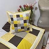 Úžitkový textil - patchwork žlto - hnedá  ( rôzne varianty veľkostí ) - 16449016_