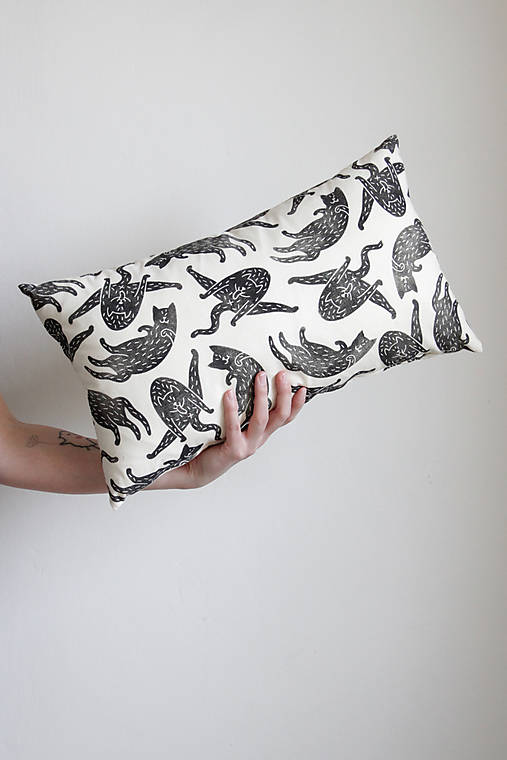 Úžitkový textil - Polštář / Kočky černá - 16446990_