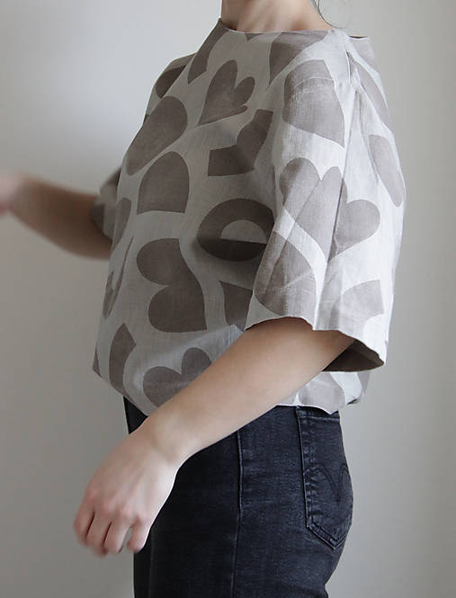 Topy, tričká, tielka - Lněný croptop / Form béžová - 16447032_
