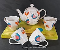 Nádoby - porcelánová čajová/ kávová súprava Rozkvitnutá s vtáčikmi - 16448917_