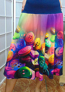 Sukne - Půlkolová sukně - barevné knoflíky, velikost L/XL - 16448212_