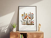Grafika - Print Art| Škandinávsky jar| Kvetinový domček - 16446192_