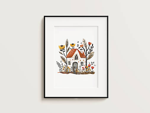 Print Art| Škandinávsky jar| Kvetinový domček