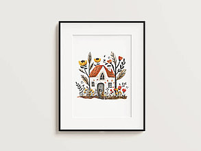 Grafika - Print Art| Škandinávsky jar| Kvetinový domček - 16446221_