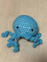 Hračky - mini háčkovaná chobotnička - svetlo modrá - 16448300_
