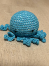 Hračky - mini háčkovaná chobotnička - svetlo modrá - 16448302_