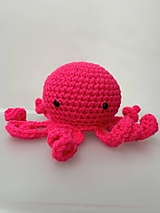 Hračky - mini háčkovaná chobotnička - neonovo ružová - 16448323_