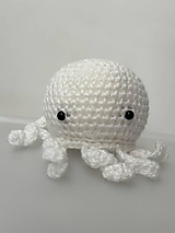 Hračky - mini háčkovaná chobotnička - biela - 16448351_