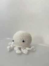 Hračky - mini háčkovaná chobotnička - biela - 16448352_