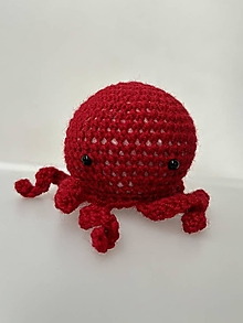 Hračky - mini háčkovaná chobotnička - tmavo červená - 16448346_
