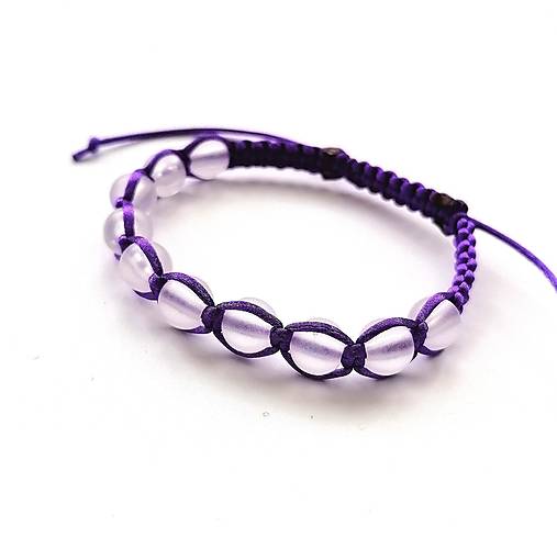 Náramky - Náramok - pletený ruženec  (fialová tmavá) - 16451245_