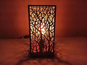 Svietidlá - Drevená stolná lampa s tienidlom - 16452043_