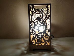 Svietidlá - Drevená stolná lampa s tienidlom - 16452054_
