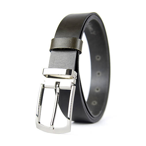 Opasky - Unisex kožený opasok SILVER RIDE, 3.3cm šírka, farba podľa výberu (Zelená) - 16449858_