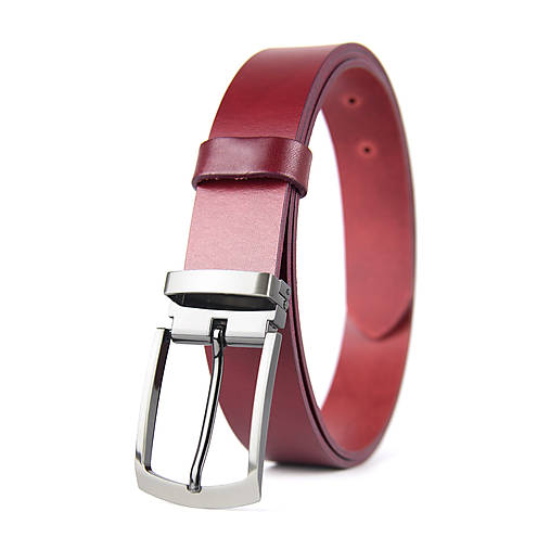Opasky - Unisex kožený opasok GUN RIDE, 3.3cm šírka, farba podľa výberu (Bordová) - 16449942_