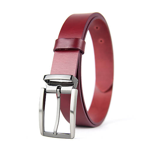 Opasky - Unisex kožený opasok GUN METAL, 3.3cm šírka, farba podľa výberu (Bordová) - 16450194_