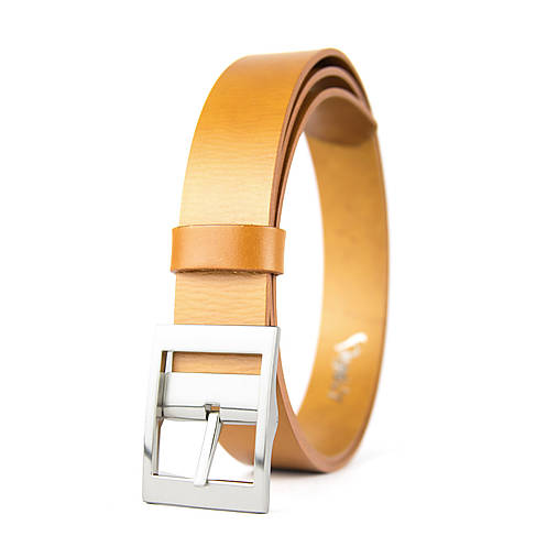 Opasky - Unisex kožený opasok SILVER TRICK, 3.3cm šírka, farba podľa výberu (Oranžová) - 16450313_