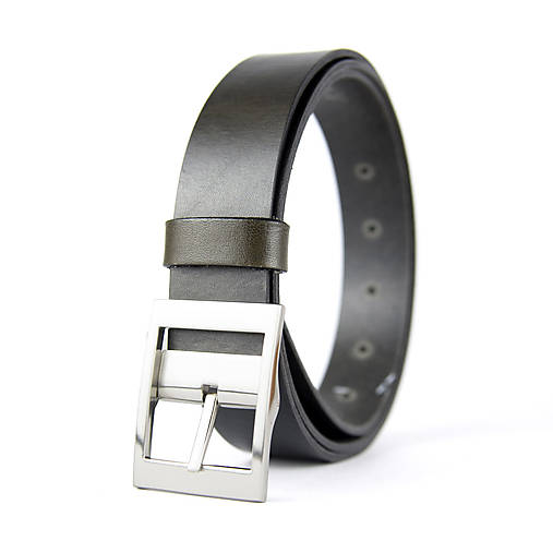Opasky - Unisex kožený opasok SILVER TRICK, 3.3cm šírka, farba podľa výberu (Zelená) - 16450314_