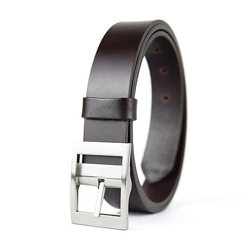 Opasky - Unisex kožený opasok SILVER TRICK, 3.3cm šírka, farba podľa výberu (Hnedá) - 16450315_